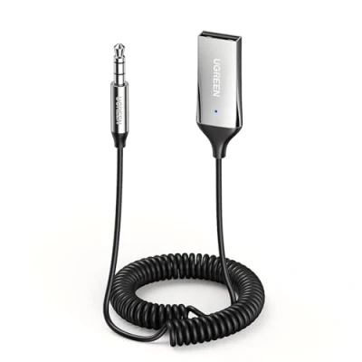 Afbeelding van UGREEN Bluetooth 5.3 Ontvanger Auto USB met 3,5mm AUX Aansluiting en Ingebouwde Microfoon, Compatibel Thuis Audio Systeem, Luidsprekers, Smartphone enz. (Silver)