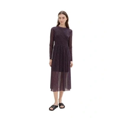 Afbeelding van TOM TAILOR denim Dames mesh jurk met patroon, 36311 Mauve Leo Print, XXL