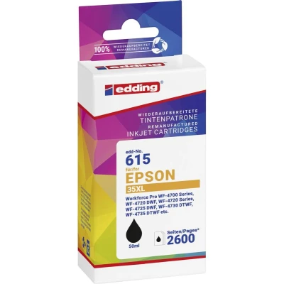 Afbeelding van Edding Inktcartridge vervangt Epson T35XL (T3591) Compatibel Zwart EDD 615 18 01