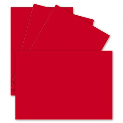Afbeelding van 100 enkele kaarten, DIN A6, 10,5 x 14,8 cm, 240 g/m², rood, gekleurd karton, knutselpapier, knutselkarton, knutselkaarten, blanco ansichtkaarten