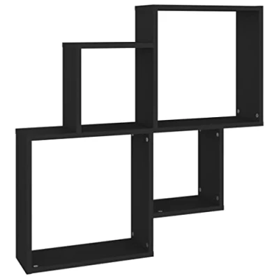 Afbeelding van vidaXL Wandschap kubus 80x15x78,5 cm bewerkt hout zwart