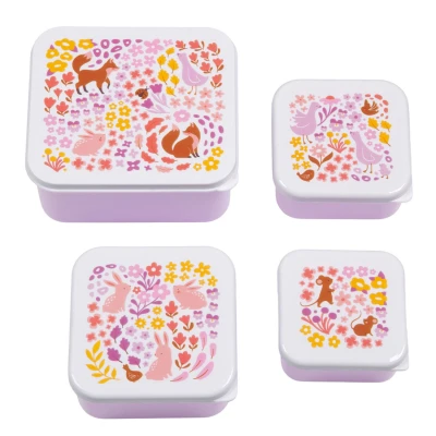 Afbeelding van A little lovely company lunchbox set bloementuin 4st