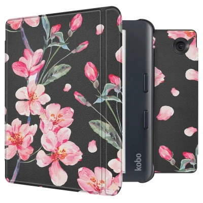 Afbeelding van Kobo Libra Colour Hoes: iMoshion Design Slim Hard Case Sleepcover Bookcase met stand Blossom Kunstleder E Reader Hoezen