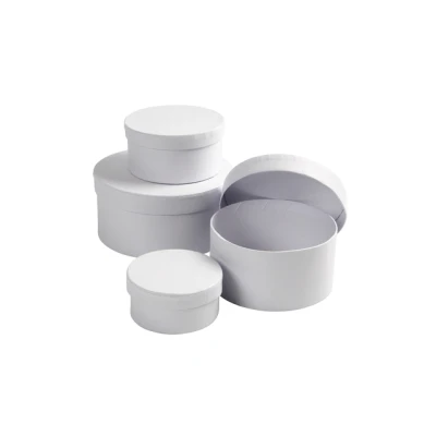 Afbeelding van Doos Creotime rond 4 stuks diameter 8, 10, 12, 14cm, hoogte 4, 5, 6, 7cm wit