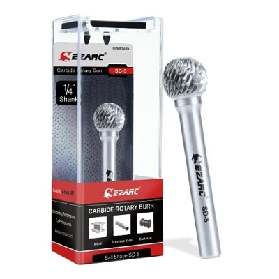 Afbeelding van EZARC SD 5 hardmetalen freespennen met 1/4 inch schacht dubbele snede, draaivijl, cilindereindsnede, snijfrees, snij ijzer voor staalbewerking, polijsten en graveren