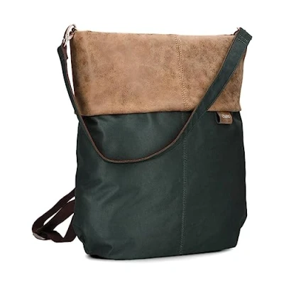 Afbeelding van Zwei Olli OR12 Rugzaktas, 7 liter, waterafstotend, hoogwaardig kunstleer, goede binnenuitrusting met gevoerd laptopvak, ritssluiting, rugzak &amp; schoudertas, 2 in 1, pijnboom, 34 x 33 14 cm
