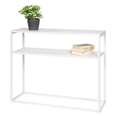 Afbeelding van bremermann Consoletafel met plank, staand rek, bloemenkruk, metaal, wit