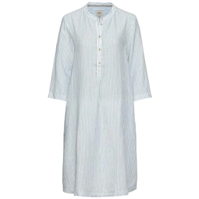 Afbeelding van camel active Slipjurk met opstaande kraag in linnenmix Maat womenswear M Blauw Wit