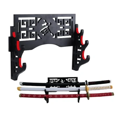 Afbeelding van Z fiber Sword Wall Mount Holder Display Stand Gewatteerde Katana Wakizashi Genji en Samurai zwaarden, 3 laags