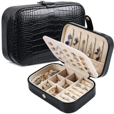 Afbeelding van Multifunctioneel sieradendoosje compact en elegant 1 stuk leer