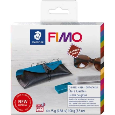 Afbeelding van Staedtler Fimo Brillenhoesje Maken Leder look Klei 15 delig