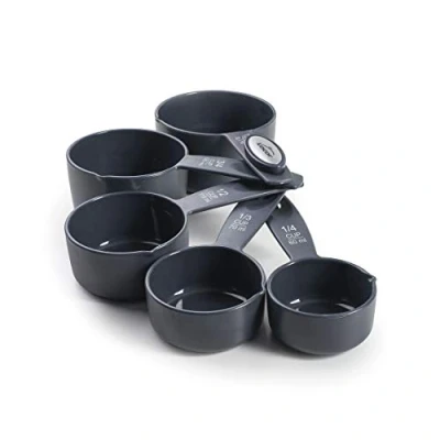 Afbeelding van LACOR 67036 maatbekerset, 5 stuks, BPA vrije kunststof, stapelbaar, ml en beker, zijschenktuit, vaatwasmachinebestendig, donkergrijs