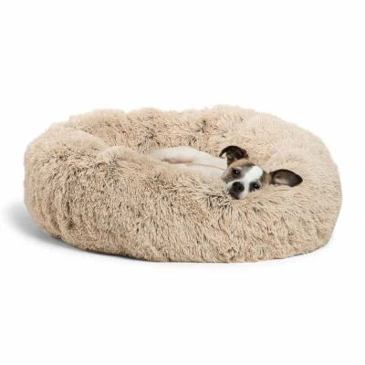 Afbeelding van Best Friends by Sheri Het originele Kalmerende donut Kat en Hondenbed in Shag Fur Taupe, Klein 23x23