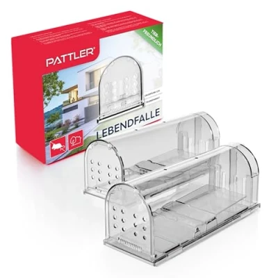 Afbeelding van PATTLER® Extra grote levende muizenval Wezelval vangt ratten met luchtgaten eenvoudige installatie in huis, garage of tuin transparant 2 stuks