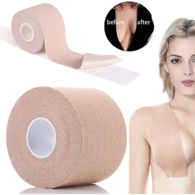 Afbeelding van Boob tape 5 Meter (5,0 cm breed) beige Plak BH Strapless Borst lift