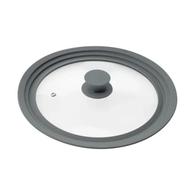 Afbeelding van bremermann universeel glazen deksel met siliconen rand, 24/26/28 cm, medium (Grijs)