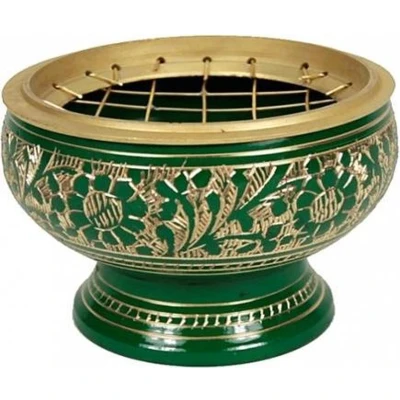 Afbeelding van Wierookbrander Messing Groen 7.5x5.5 cm