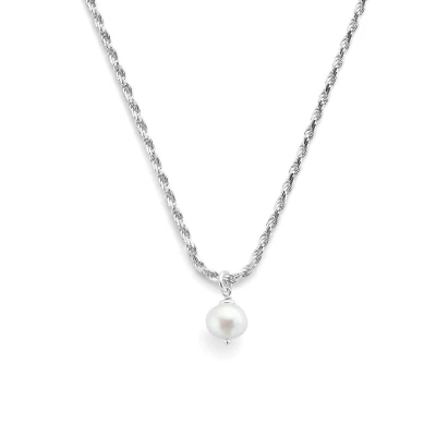 Afbeelding van zilver gerhodineerd collier parel 41 + 4 cm 1336001 horloge Wit 45