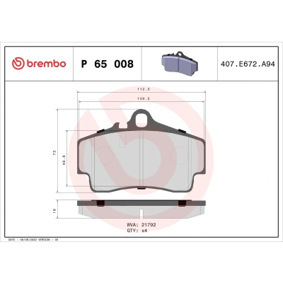 Afbeelding van Brembo Remblokset P 65 008