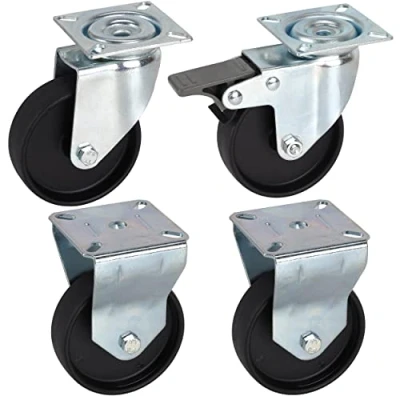 Afbeelding van Dörner + Helmer Set meubelwielen Classic (1 x zwenkwiel, 1 zwenkwiel met totale vergrendeling, 2 bokwielen, draagkracht 60 kg/rol, 75 24 mm) 450220