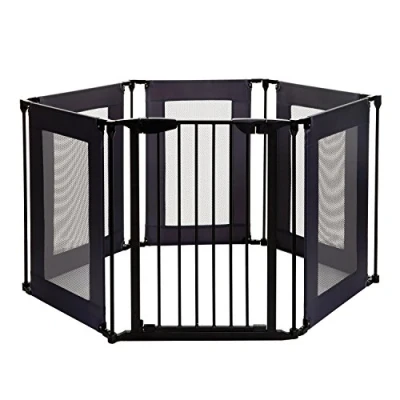 Afbeelding van Dreambaby Brooklyn Converta 3 in 1 Grondbox Veiligheidshekje Haardhek Playpen Baby Speelbox met netweefsel Zwart