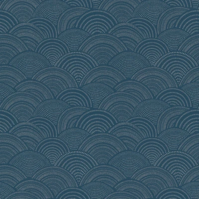 Afbeelding van Rasch Behang 581409 Blauw vliesbehang met grafisch motief stippen, lijnen en bogen 10,05 m x 0,53
