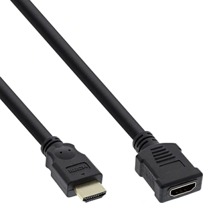 Afbeelding van InLine® HDMI kabel, High Speed HDMI® M/V, zwart, vergulde contacten, 1m