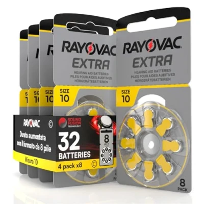 Afbeelding van 32 Hoortoestelbatterijen Rayovac Extra Maat 10 4 8 batterijen Blisterverpakking