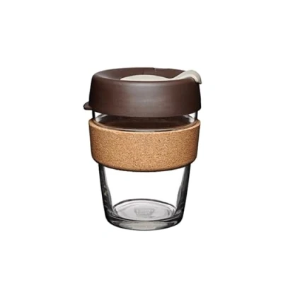 Afbeelding van KeepCup Herbruikbare koffiemok van gehard glas, reismok met spatdicht deksel, Brew Cork band, licht, BPA vrij, middelgroot, 340 ml, amandel