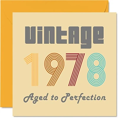 Afbeelding van 45e verjaardagskaarten voor mannen vrouwen Vintage 1978 Aged To Perfection 45 verjaardagskaart grappig haar hem, 145 mm x beste vriend mama papa broer zus oom