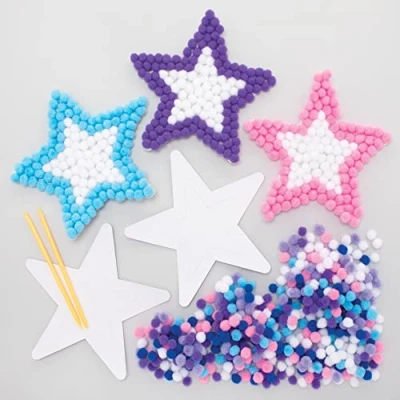 Afbeelding van Baker Ross FE845 Ster Pom Knutselspullen Set van 5, Ontwerp je eigen kerstversiering, decoraties voor kinderen om te maken, decoreren en tentoonstellen