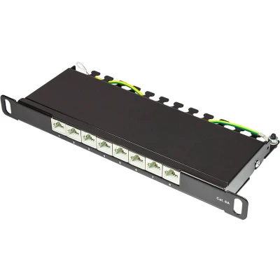 Afbeelding van CAT6a Gigabit 10&#039;&#039; Patch Panel 0,5U met 8 poorten afgeschermd / zwart