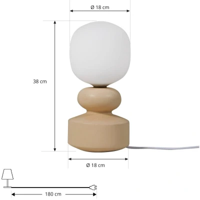 Afbeelding van Lucande tafellamp Fidelo, wit/geel, 38 cm, glas, keramiek