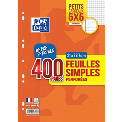 Afbeelding van OXFORD Enkele vellen, A4, kleine ruitjes, 5 mm, gemarmerd, 400 witte pagina&#039;s, 90 g, in folie