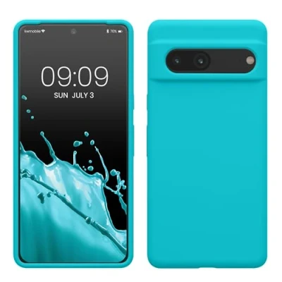 Afbeelding van kwmobile telefoonhoesje geschikt voor Google Pixel 7 Hoesje met siliconen coating Smartphone case in ijsblauw