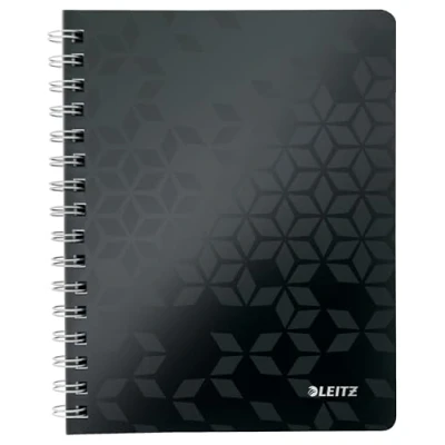 Afbeelding van Leitz A5 Notitieboek Met PP Kaft, Zwart, Spiraalgebonden, 80 Vellen, Geruit, Ivoorkleurige Vellen Van 90 Gsm, WOW