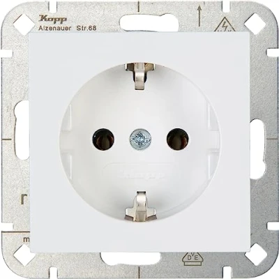 Afbeelding van Kopp HK07 geaard stopcontact, kleur: arctisch wit mat (10 stuks)