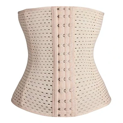 Afbeelding van Everbellus Ademend Latex Korset Opleiding Taille Cincher voor Dames Beige Klein