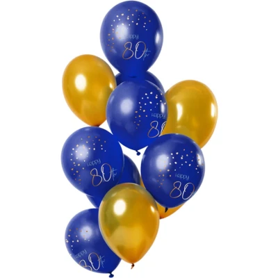 Afbeelding van Folat Ballonnen Elegant True Blue 80 jaar 30 cm 12 stuks