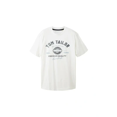 Afbeelding van TOM Tailor MIT LOGO Tshirt print, Heren, Maat: Small, White