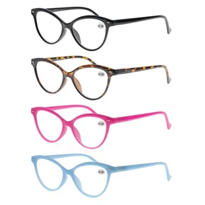 Afbeelding van Vrouwen Leesbril 3.5 4 Pack Mode Kleuren Cat Eye Lezers voor Dames Compact Spring Scharnier Lichtgewicht Frame Inclusief Pocket