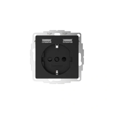 Afbeelding van 2USB 2U 449634 Inbouwdoos Zwart (mat)