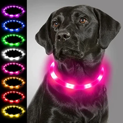 Afbeelding van Joytale LED Halsband, Hondenhalsband met Licht, Oplichtende USB Oplaadbare, Lichtgevende Halsband voor Kleine, Medium en Grote Honden, Roze