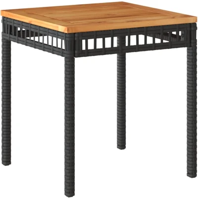 Afbeelding van Tuintafel 38x38x42 cm poly rattan en acaciahout zwart
