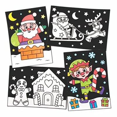 Afbeelding van Baker Ross FC108 Kerst inkleurbare Foto decoraties Pak van 10, vilten ambachtelijke foto&#039;s, maak je eigen fotodecoratie, knutselset voor kinderen om te versieren en tentoon stellen