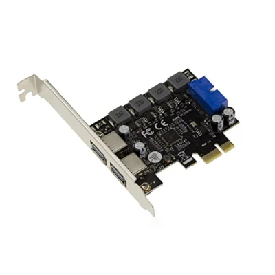 Afbeelding van KALEA INFORMATIQUE PCI Express PCIe USB 3.0 kaart met 2 externe 5G type A poorten en interne op 19 punts USB3 connector. Automatische voeding, NEC D720201 chipset