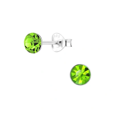 Afbeelding van JoyS Zilveren 5 mm oorknoppen kristal peridot groen