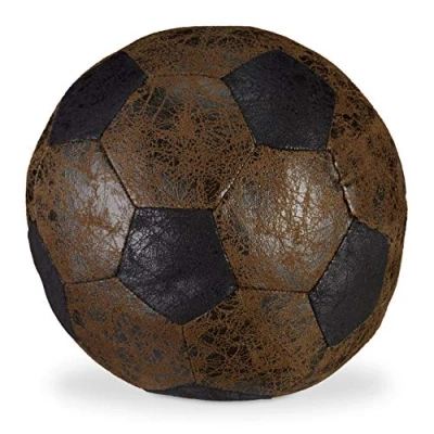 Afbeelding van Relaxdays deurstopper voetbal, stof, losstaand, grond, gevuld met zand, binnen, zwaar, deurstop bal, Ø 20 cm, bruin