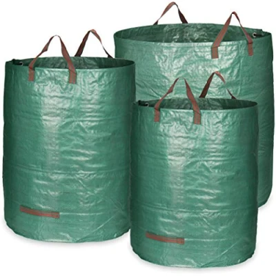 Afbeelding van COM FOUR® 3x Tuintas met draaggrepen opvouwbare tuinafvalzak in 3 maten Scheurvaste afvalbak voor bladeren en groenafval (272 l + 300 500 stuks)