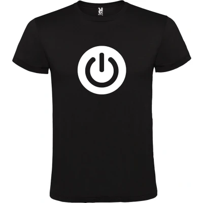 Afbeelding van Zwart T shirt ‘Power Button’ Wit Maat 4XL